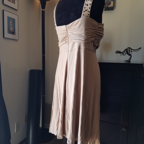 Boston Proper Muse taupe punk grommet midi sun dress - Picture 3 of 6